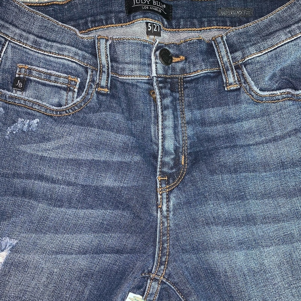 Judy Blue Womens Skinny Fit JB8262DK Distressed Whiskered Jeans Size 5/27 VGUC - Picture 7 of 10